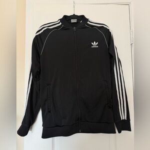 adidas Black Track Jacket with White Trefoil Logo